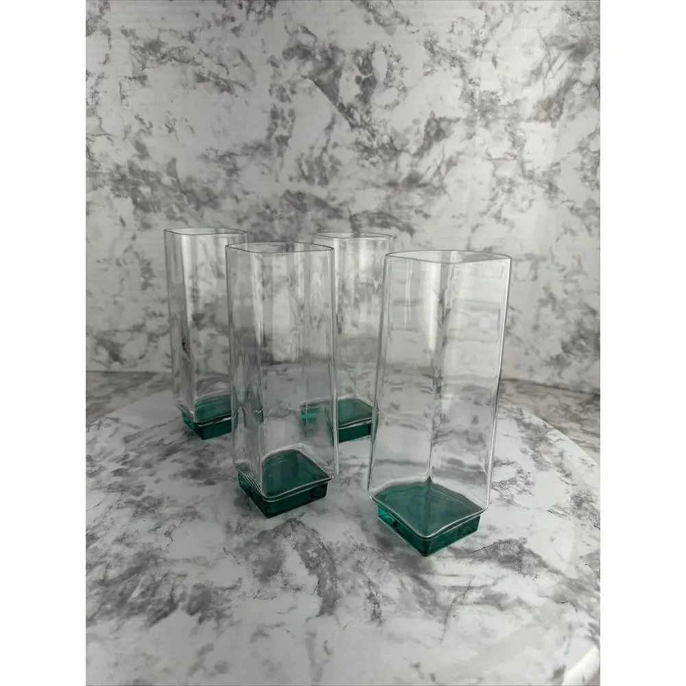 Luigi Bormioli Van Gogh Aqua Green Base Highball Square Glass‎ Set of 4